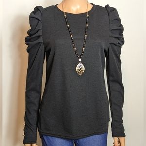 Black and gold Ruched Shoulder Top